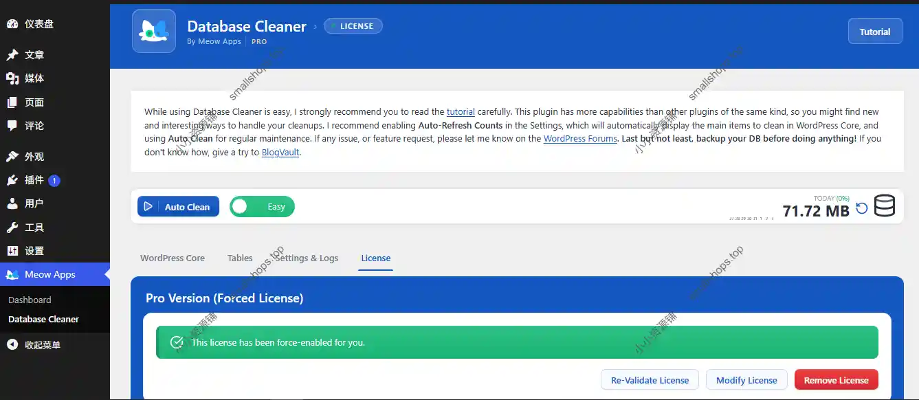 Database Cleaner Pro 1.3.7 英文版 – 数据库清理优化WordPress插件