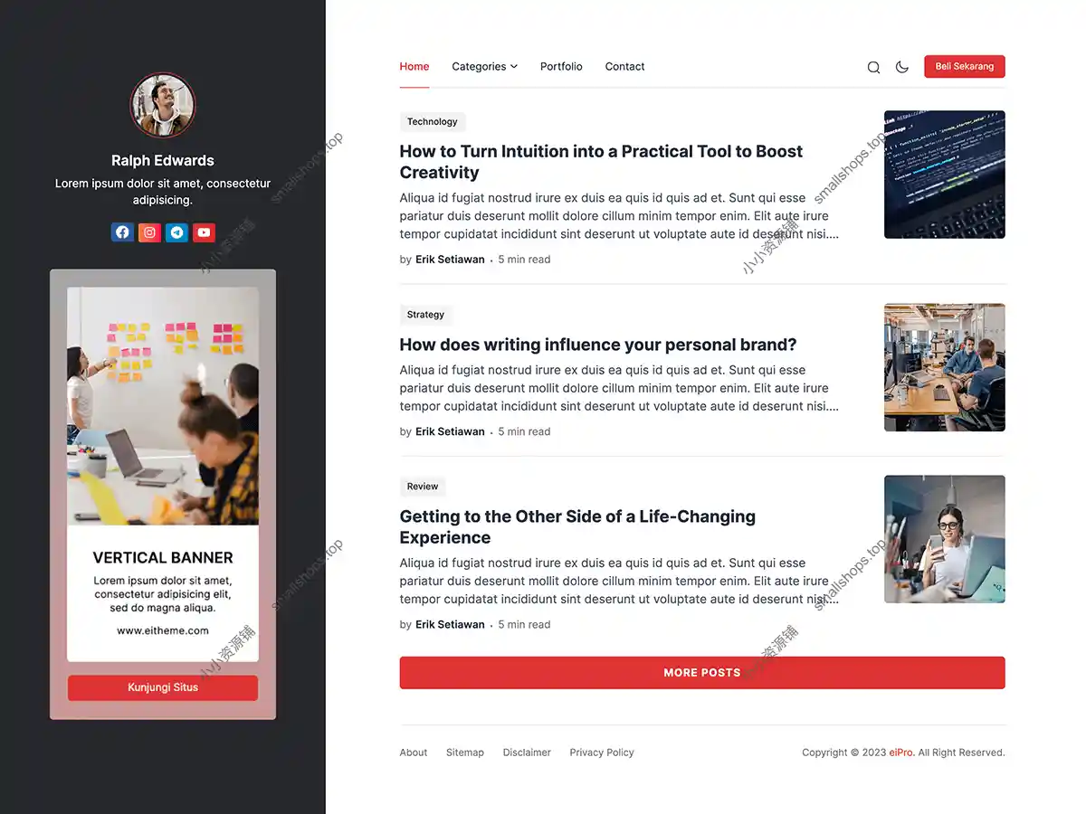 eiPro v1.3.2 英文版 – 简约 WordPress 新闻和博客主题