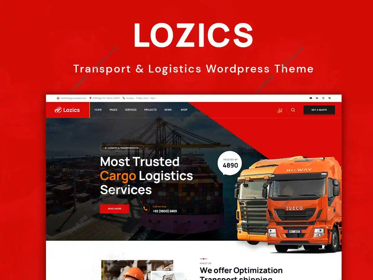 Lozics v4.0 英文版 – 运输物流 WordPress 主题