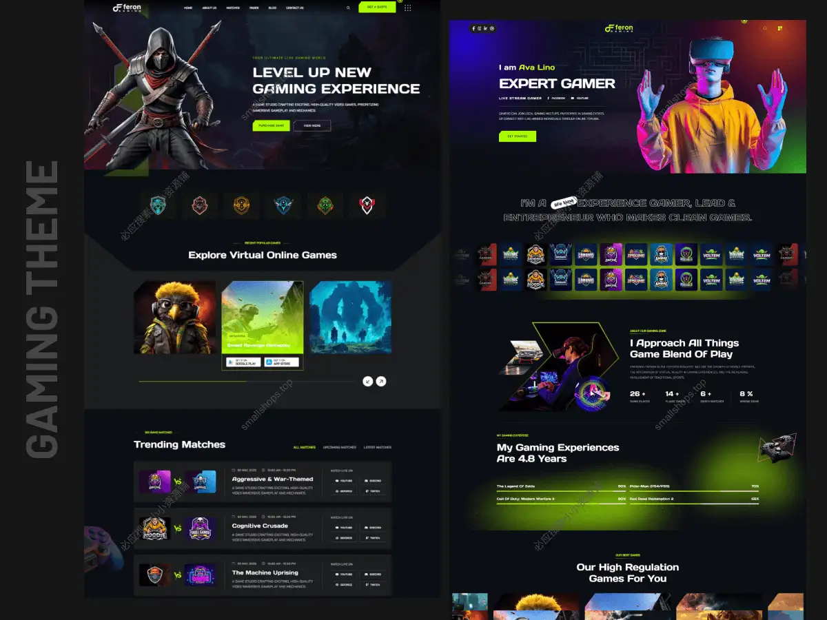 WordPress 现代时尚电竞与游戏主题 – Feron v1.0.0 英文版安装即用