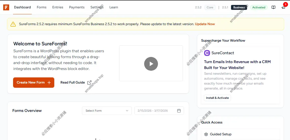 WordPress 表单构建器插件 SureForms Business 2.5.1 已激活-1