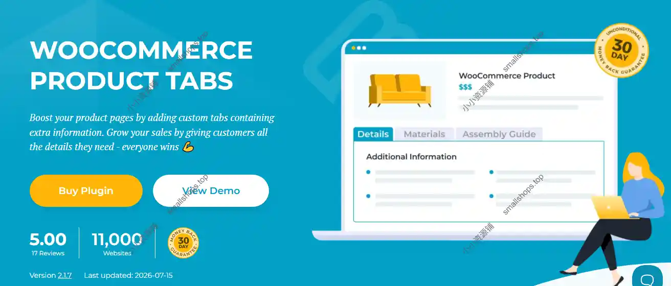 WooCommerce Product Tabs 2.1.7 已激活 – 产品标签页插件-1